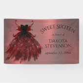 Gothic Fairy Crimson Gown | Deep Radiant Red Sheen Banner (Horizontal)