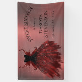 Gothic Fairy Crimson Gown | Deep Radiant Red Sheen Banner (Vertikal)