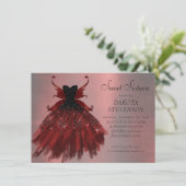 Gothic Fairy Crimson Gown | Deep Radiant Red Sheen Einladung (Stehend Vorderseite)
