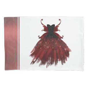 Gothic Fairy Crimson Gown Deep Radiant Red Sheen Kissenbezug