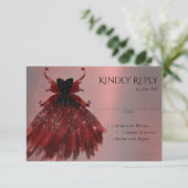 Gothic Fairy Crimson Gown | Deep Radiant Red Sheen RSVP Karte (Stehend Vorderseite)
