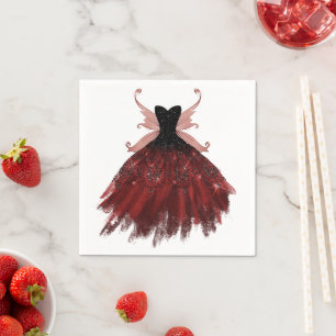 Gothic Fairy Crimson Gown Deep Radiant Red Sheen Serviette