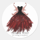 Gothic Fairy Crimson Gown | Red Sheen Vielen Dank Runder Aufkleber (Vorderseite)