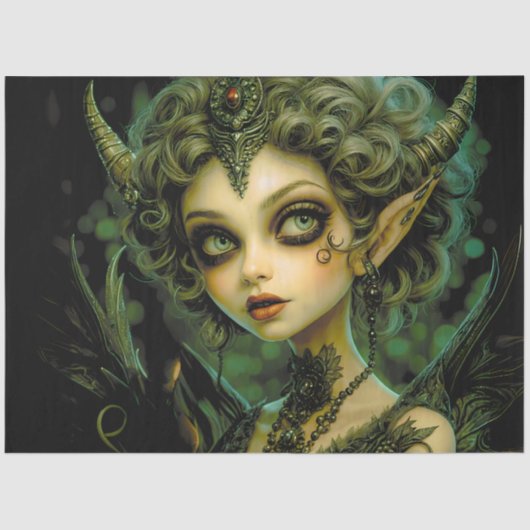 Gothic Fairy Demon mit Horns Halloween Seidenpapier (Vorderseite)