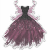 Gothic Fairy Fuchsia Gown | Punk Rock Pink Magenta Aufkleber (Vorderseite)