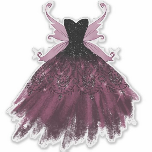 Gothic Fairy Fuchsia Gown | Punk Rock Pink Magenta Aufkleber (Vorderseite)