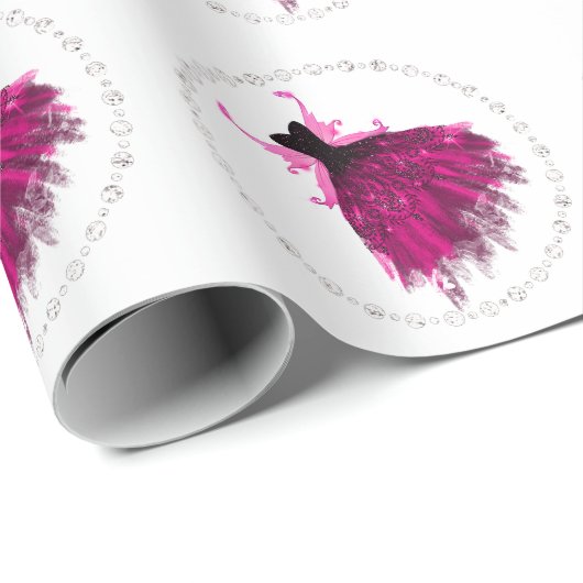 Gothic Fairy Fuchsia Gown | Punk Rock Pink Magenta Geschenkpapier (Rolleneckpunkt)