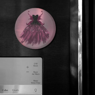 Gothic Fairy Fuchsia Gown   Punk Rock Pink Magenta Magnet