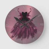 Gothic Fairy Fuchsia Gown | Punk Rock Pink Magenta Runde Wanduhr (Vorderseite)