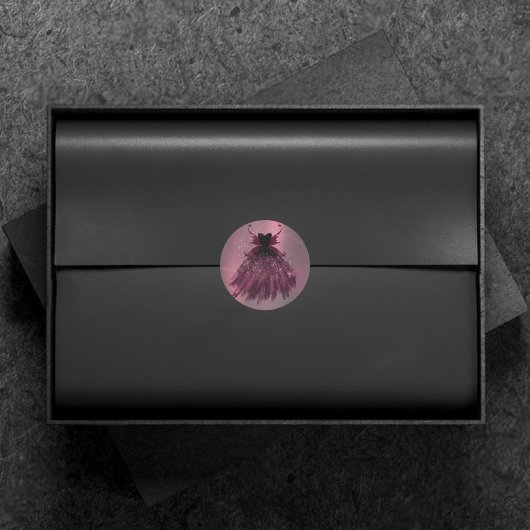 Gothic Fairy Fuchsia Gown | Punk Rock Pink Magenta Runder Aufkleber