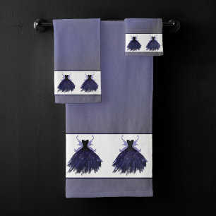 Gothic Fairy Indigo Gown Deep Royal Lila Sheen Badhandtuch Set