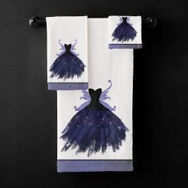 Gothic Fairy Indigo Gown | Deep Royal Lila Sheen Badhandtuch Set