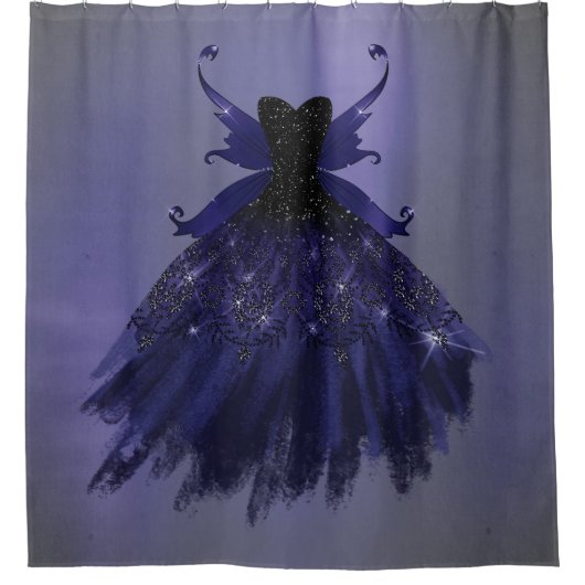 Gothic Fairy Indigo Gown | Deep Royal Lila Sheen Duschvorhang (Vorderseite)