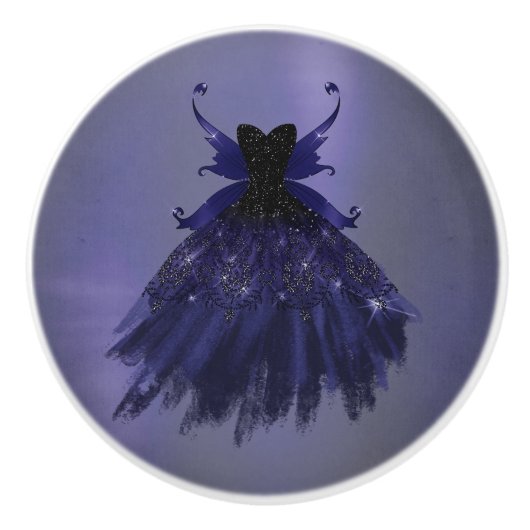 Gothic Fairy Indigo Gown | Deep Royal Lila Sheen Keramikknauf (Vorderseite)