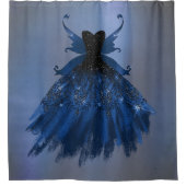 Gothic Fairy Navy Gown | Deep Cobalt Blue Sheen Duschvorhang (Vorderseite)