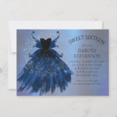 Gothic Fairy Navy Gown | Deep Cobalt Blue Sheen Einladung (Vorderseite)