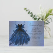 Gothic Fairy Navy Gown | Deep Cobalt Blue Sheen Einladung (Stehend Vorderseite)
