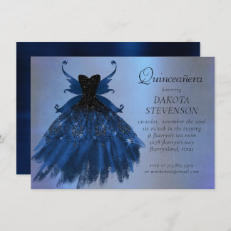 Gothic Fairy Navy Gown | Deep Cobalt Blue Sheen Einladung