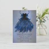 Gothic Fairy Navy Gown | Deep Cobalt Blue Sheen Einladung (Stehend Vorderseite)