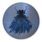 Gothic Fairy Navy Gown | Deep Cobalt Blue Sheen Keramikknauf (Vorderseite)