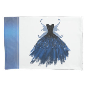 Gothic Fairy Navy Gown Deep Cobalt Blue Sheen Kissenbezug