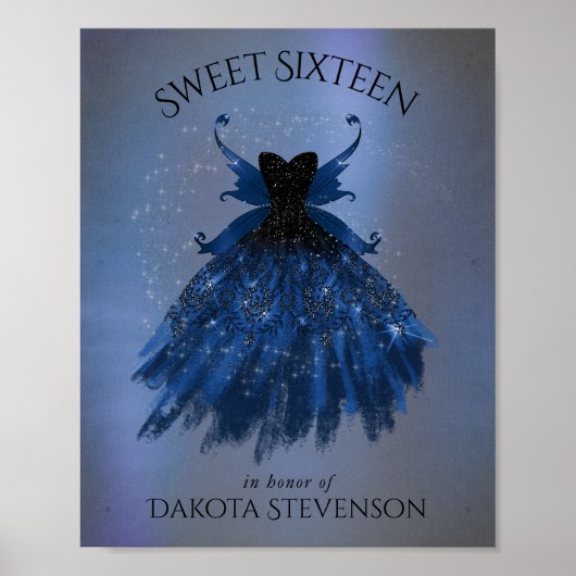 Gothic Fairy Navy Gown | Deep Cobalt Blue Sheen Poster (Vorne)