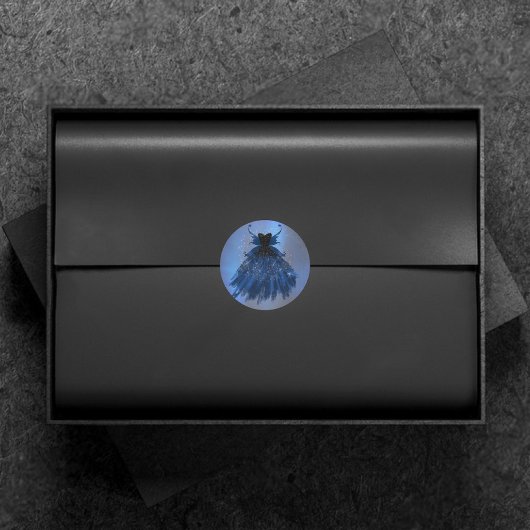 Gothic Fairy Navy Gown | Deep Cobalt Blue Sheen Runder Aufkleber