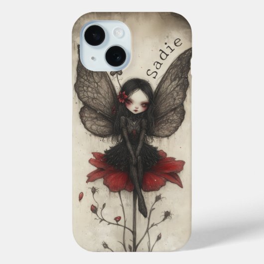 Gothic Fairy on Red Blume Custom Dark Fantasy Case-Mate iPhone Hülle (Rückseite)