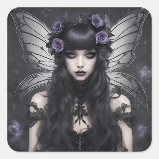Gothic Fairy Quadratischer Aufkleber (Vorderseite)
