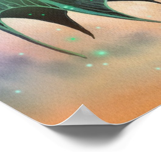 Gothic Fairy Vampire Green Gem Fantasy Art Poster (Ecke)