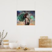 Gothic Fairy Vampire Green Gem Fantasy Art Poster (Küche)