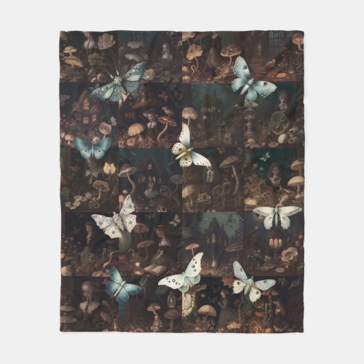 Gothic Fairycore-Motten-Patchwork-Whimsical-Fantas Fleecedecke (Vorderseite)