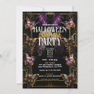 Gothic Fairytale Butterfly & Bat Halloween-Party Einladung