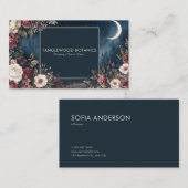 Gothic Fairytale Celestial Moon Burgundy Rose Visitenkarte (Vorne/Hinten)