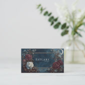 Gothic Fairytale Midnight Rose Crescent Moon Visitenkarte (Stehend Vorderseite)