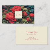 Gothic Fairytale Ruby Red Peony Floral Visitenkarte (Vorne/Hinten)