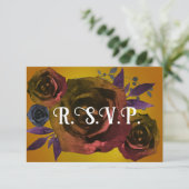 Gothic Fall Modern Dark Floral Wedding RSVP Einladung (Stehend Vorderseite)