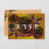Gothic Fall Modern Dark Floral Wedding RSVP Einladung (Vorne/Hinten)