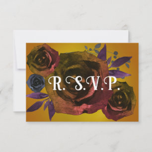 Gothic Fall Modern Dark Floral Wedding RSVP Einladung
