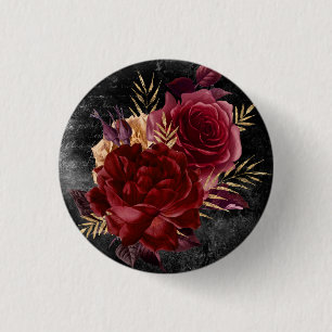 Gothic Fall Rose   Button