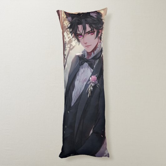Gothic Fantasy Anime Catboy Seitenschläferkissen (Rückseite (Vertikal))