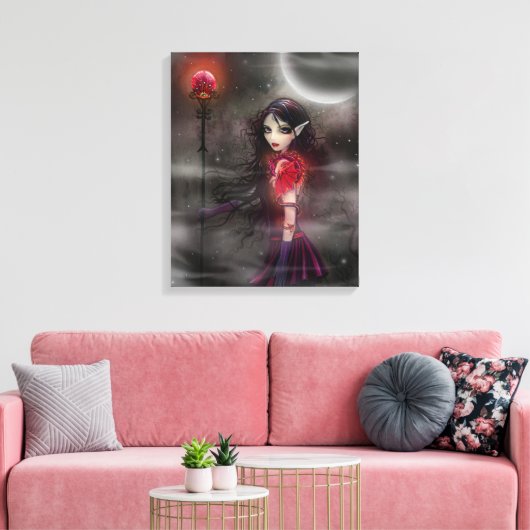 Gothic Fantasy Dragon Fairy Gallery Wrapped Canvas Leinwanddruck (Insitu (Wohnzimmer))