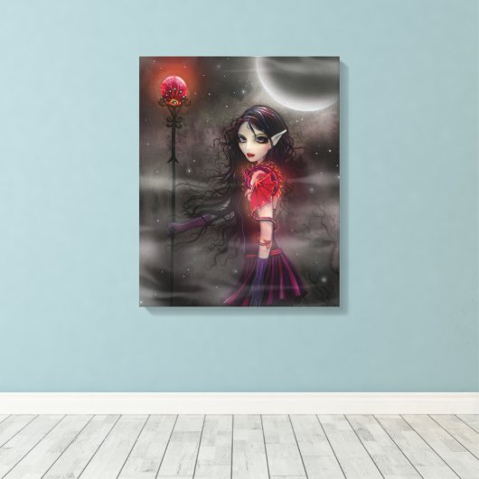 Gothic Fantasy Dragon Fairy Gallery Wrapped Canvas Leinwanddruck (Insitu (Holzboden))