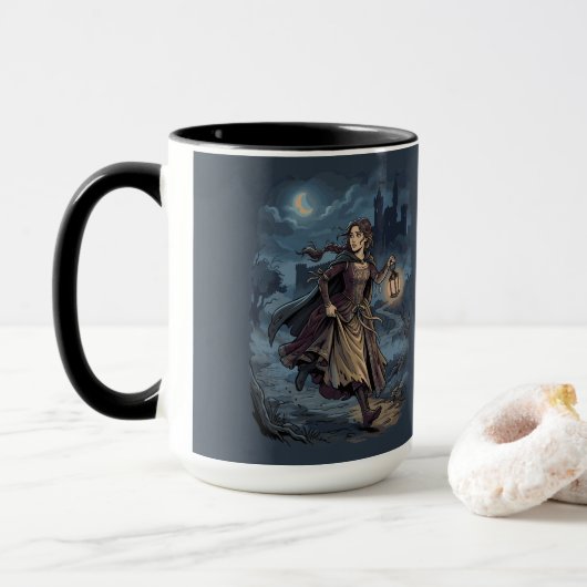 Gothic Fantasy Mittelalterliches Mädchen Laterne S Tasse (Mit Donut)