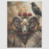 Gothic Fantasy Ram's Skull & Raven Seidenpapier (Vorderseite)