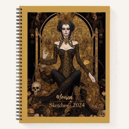 Gothic Fantasy, Surreal Dark Queen, Notebook Notizblock (Vorderseite)