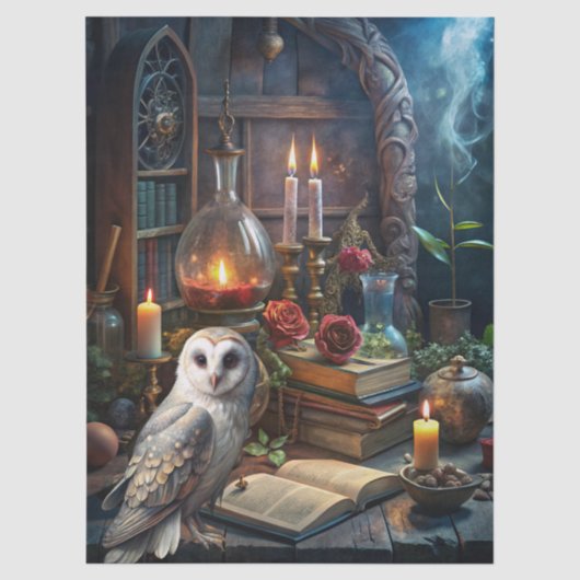 Gothic Fantasy Tarot Leserzimmer & Weiße Eule Seidenpapier (Vorderseite)