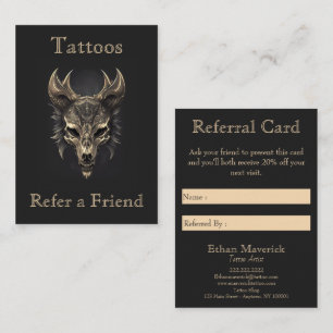 Gothic Fantasy Wolf Skull Black & Gold Referat Visitenkarte