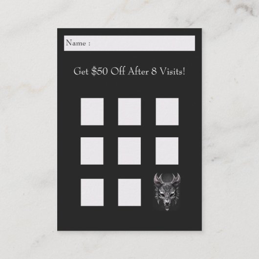 Gothic Fantasy Wolf Skull Black & Silber Loyalität Visitenkarte (Rückseite)