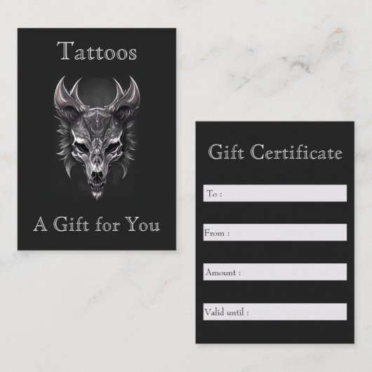 Gothic Fantasy Wolf Skull Black & Silver Geschenk Visitenkarte (Vorne/Hinten)